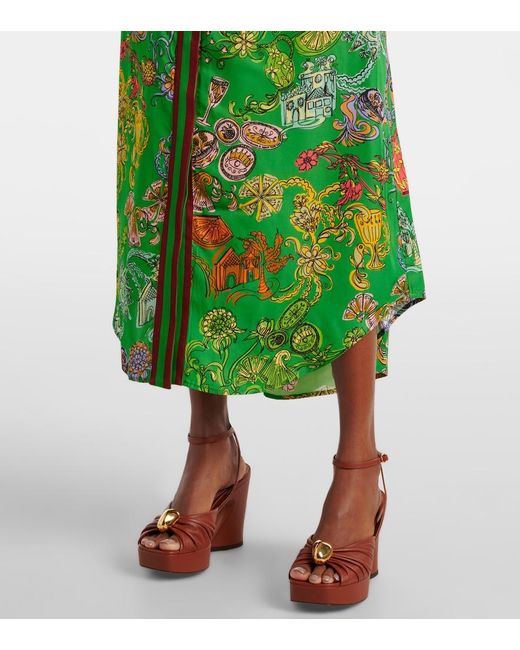 ALÉMAIS Green Fiesta Printed Belted Shirt Dress