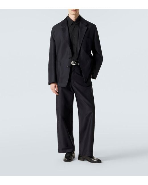 Lemaire Black Cotton Satin Suit Jacket for men