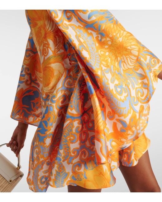 LaDoubleJ Orange Printed Silk Minidress