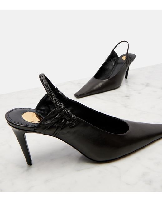 Saint Laurent Black Anne-Marie 75 Leather Slingback Pumps