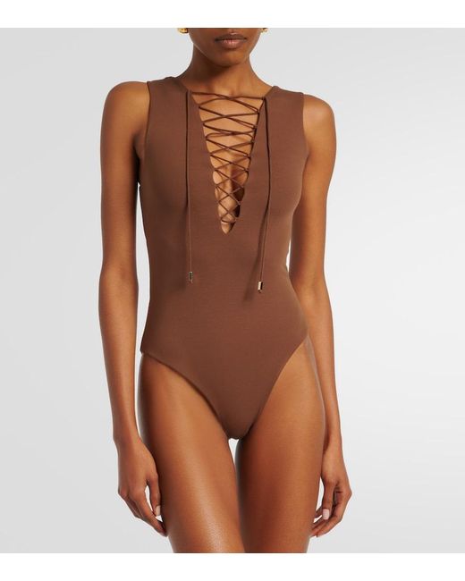 Taller Marmo Brown Swimsuit And Beach Cover-Up Set