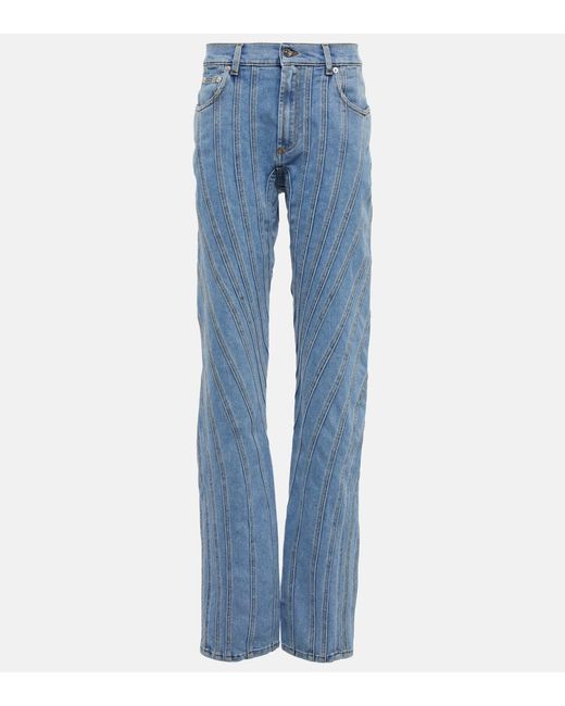 Jeans a spirale a vita alta di Mugler in Blue