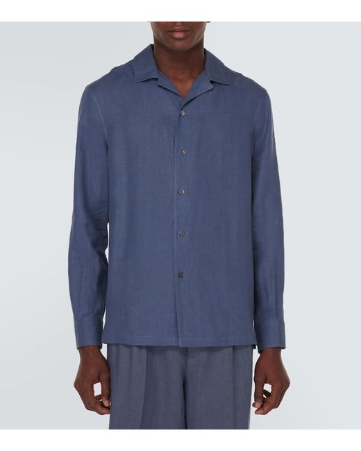 Brunello Cucinelli Hemd aus Hanf in Blue für Herren