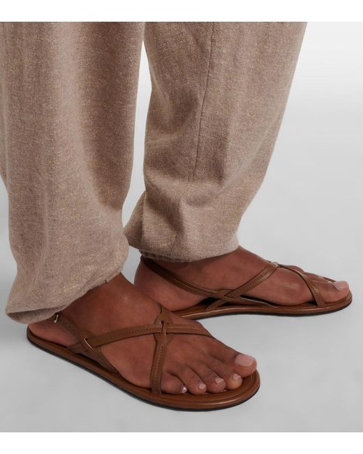 The Row Brown Malick Strap Leather Sandals
