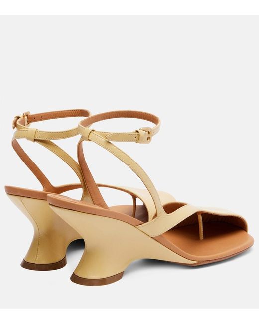 Dries Van Noten Metallic 75 Leather Wedge Sandals