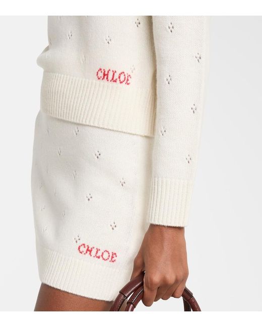 Chloé White Pointelle Wool And Cashmere Sweater