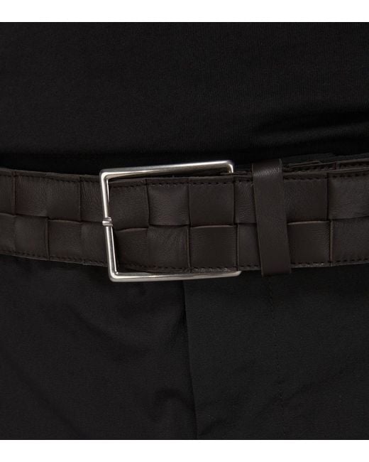 Bottega Veneta Black Maxi Intreccio Leather Belt for men