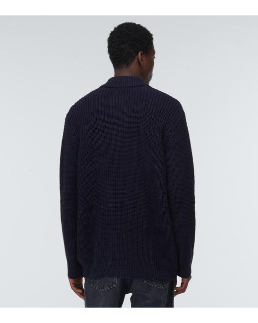 Our Legacy Blue Big Piquet Ribbed-Knit Cotton Sweater for men