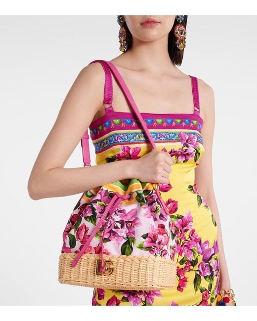 Dolce & Gabbana Pink Taormina Dg Floral Bucket Bag