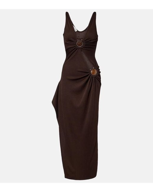 Christopher Esber Purple Cascade Embellished Midi Dress