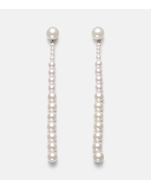 Sophie Bille Brahe White Piazza 18Kt Drop Earrings With Freshwater Pearls