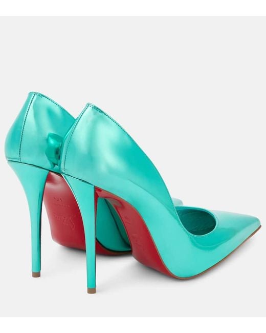 Christian Louboutin Blue Miss Z 100 Metallic Leather Pumps