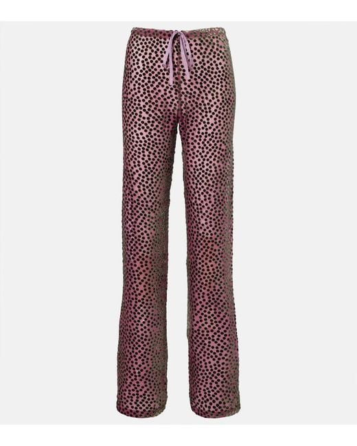 Dries Van Noten Red Polka-Dot Straight Pants