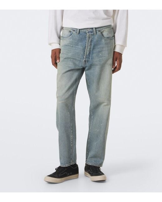 A.PRESSE Blue No. 37 Distressed Straight Jeans for men