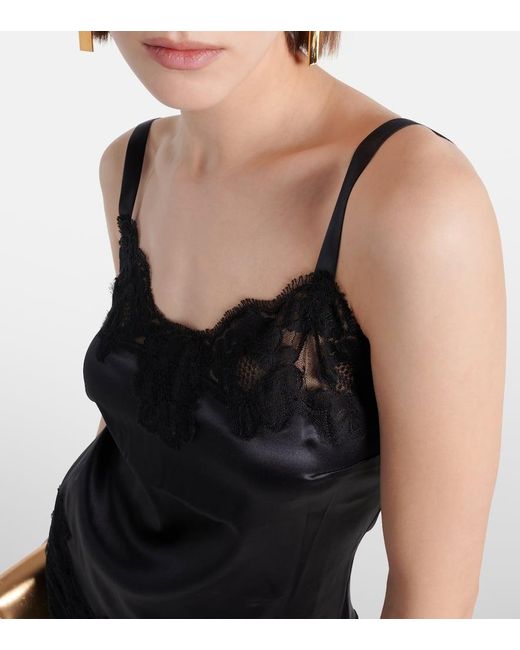 Top de lencería, de raso y encaje Dolce & Gabbana de color Black