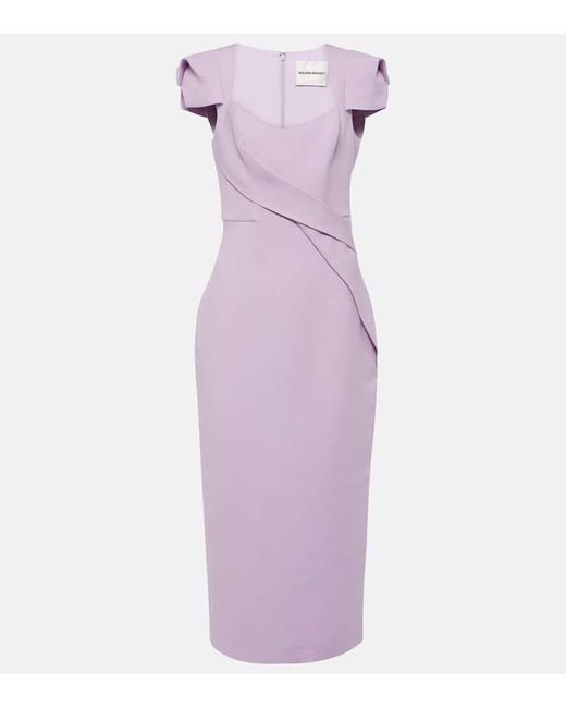 Roland Mouret Purple Midi Dress With Draped Detailing