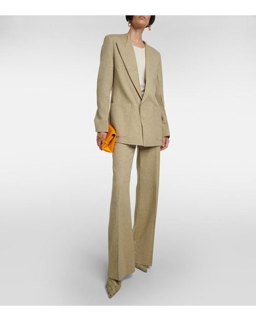 Victoria Beckham Natural Collarless Single Breasted Jacket