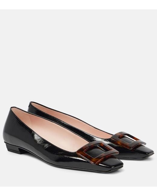 Roger Vivier Black Belle Vivier 25 Patent Leather Pumps