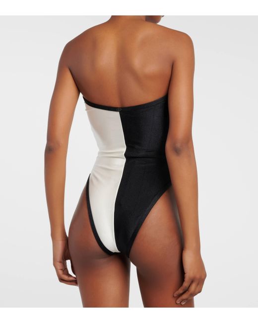 Adriana Degreas Black Deco Colorblocked Bandeau Swimsuit