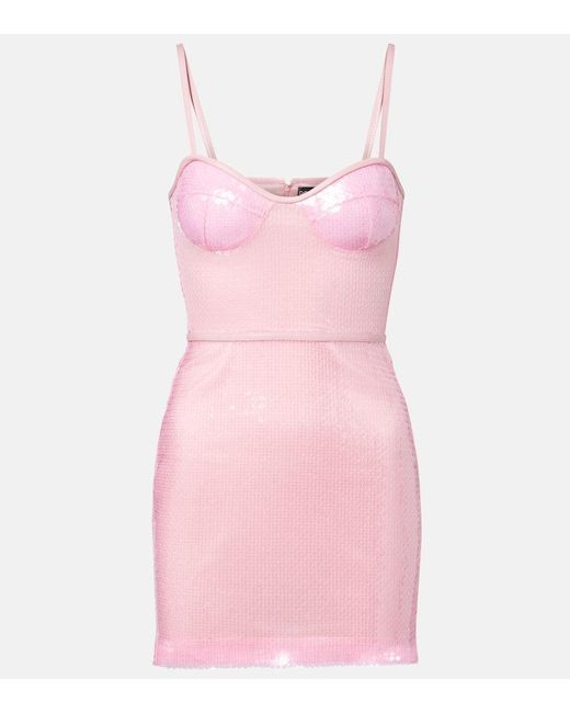 David Koma Pink Sequined Minidress