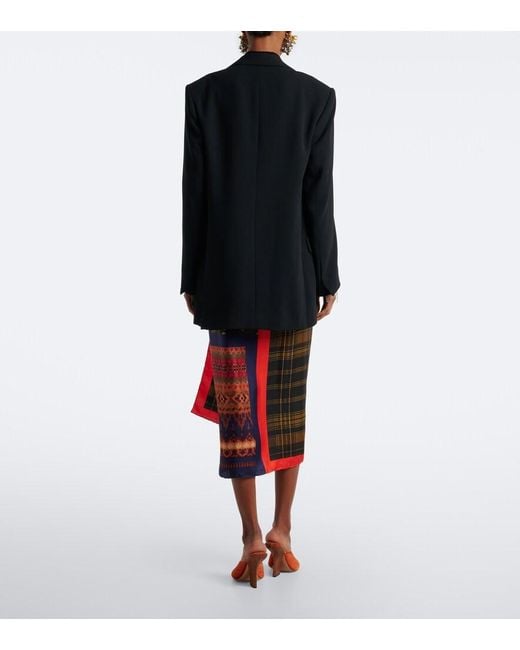 Dries Van Noten Red Printed Silk Twill Wrap Skirt