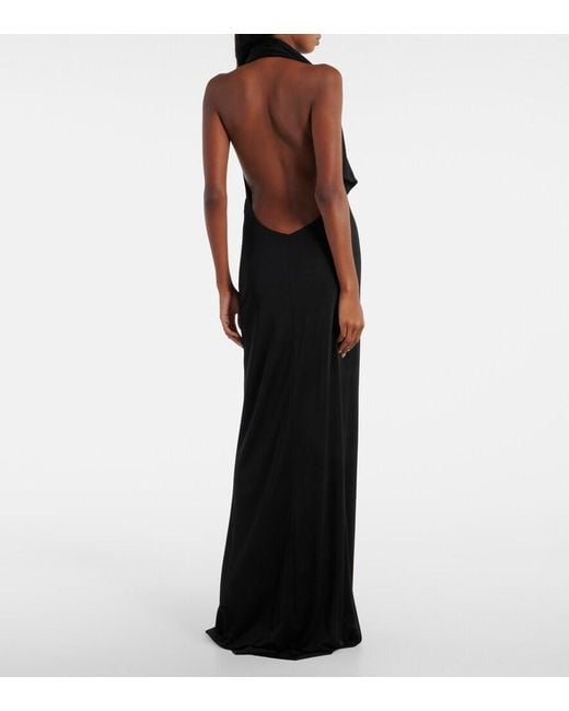 Khaite Black Roza Draped Jersey Gown
