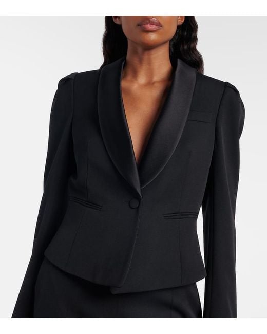 Alexander McQueen Black Cropped Wool Blazer