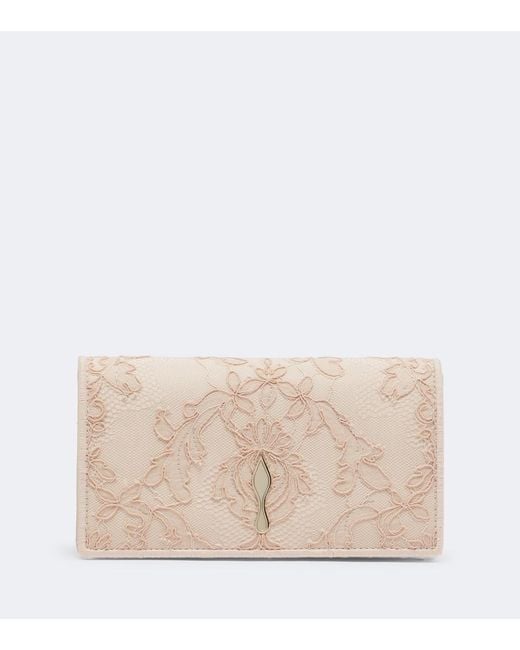 Christian Louboutin Natural Bettina Small Lace Crepe Satin Clutch