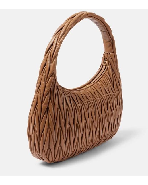 Miu Miu Brown Wander Medium Matelasse Leather Shoulder Bag