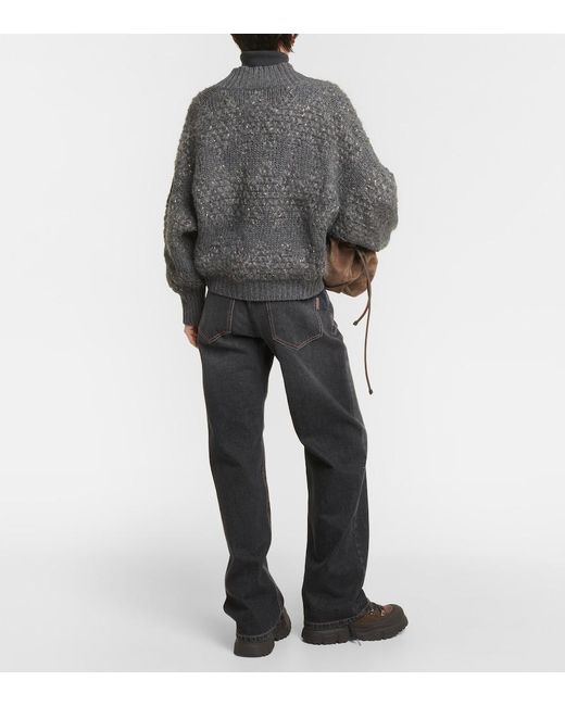 Brunello Cucinelli Gray Wool, Cashmere, And Silk Cardigan