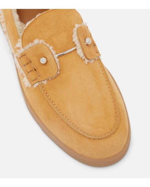 Mocasines Chambeliboat De Ante Con Borrego Christian Louboutin de color Brown