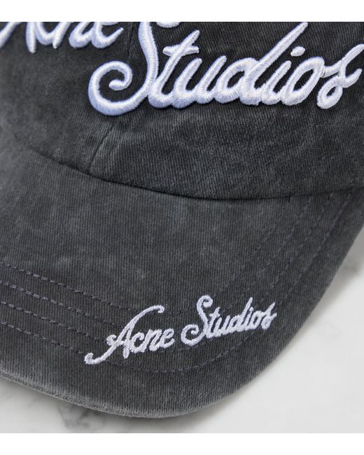 Acne Gray Logo Embroidered Cotton Baseball Cap