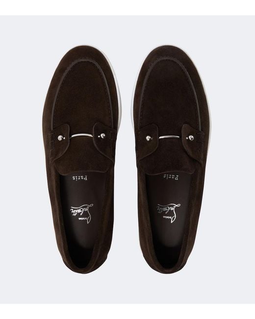 Christian Louboutin Black Chambeliboat Suede Slip-On Shoes for men