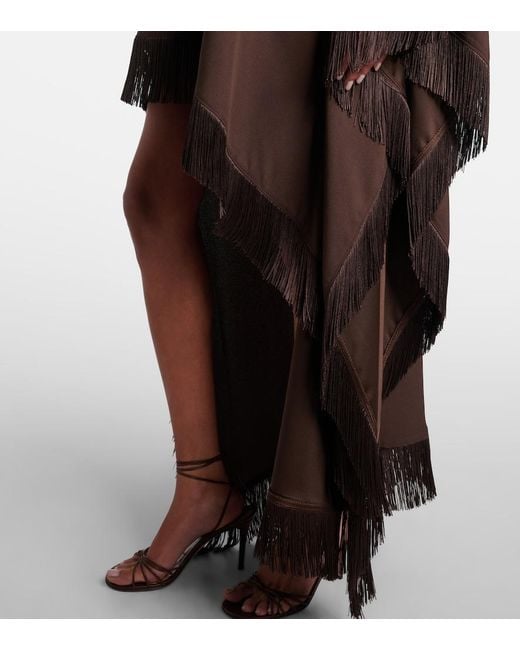Taller Marmo Brown California Fringed Satin Kaftan