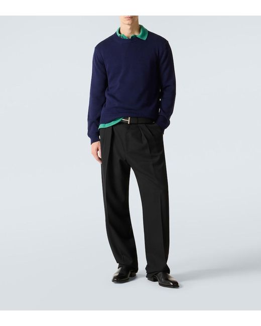 Tom Ford Blue Cotton And Silk Sweater for men