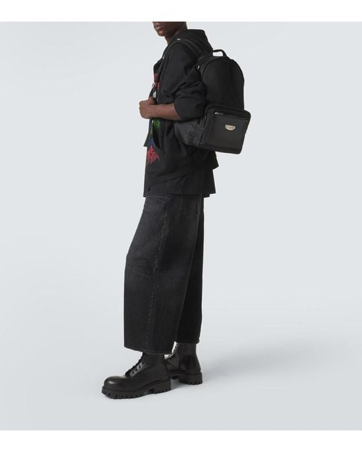 Balenciaga Black Leather-Trimmed Backpack for men