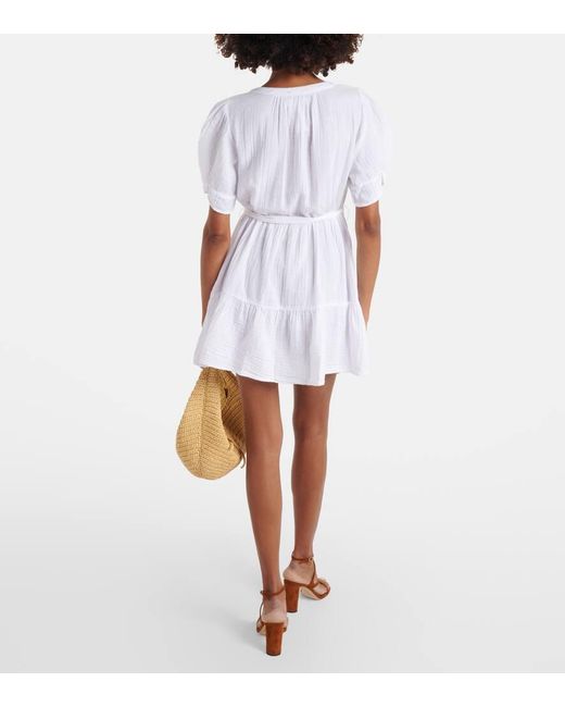 Velvet White Bella Cotton Gauze Minidress