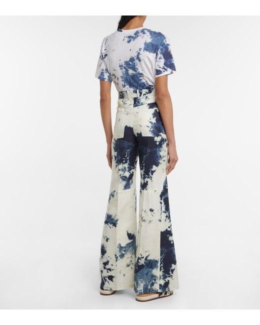 Chloé Blue Chloe Tie-dye Linen Flared Pants