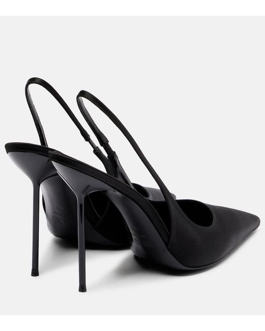 Paris Texas Black Lidia 105 Satin Slingback Pumps