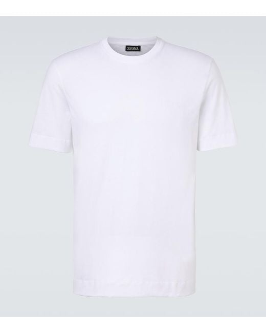 Zegna White Logo Cotton Jersey T-Shirt for men