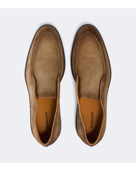 Magnanni Shoes Brown Loda Suede Slip-On Shoes for men