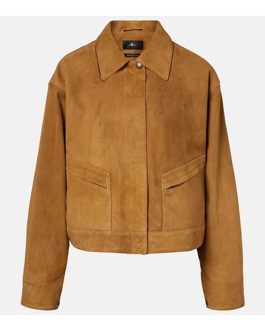 7 For All Mankind Brown Cropped Suede Jacket
