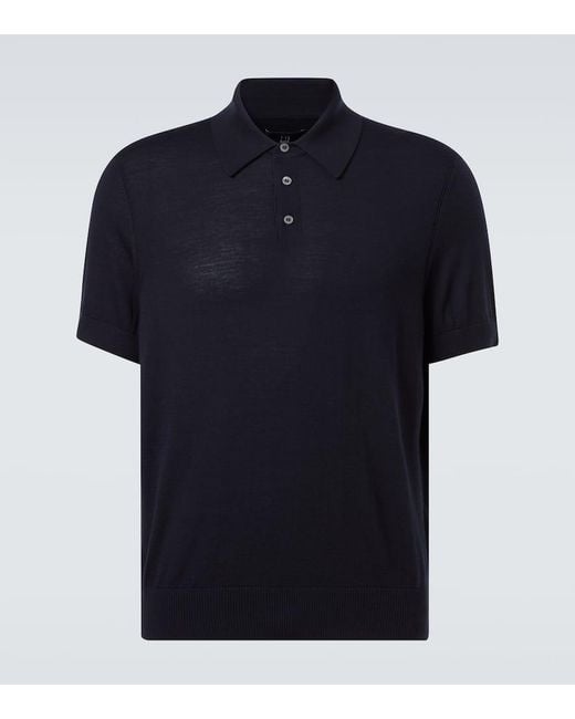 Dunhill Blue Wool Polo Shirt for men