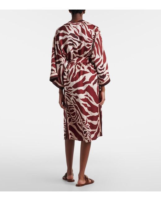 Poupette Red Erica Printed Satin Kaftan