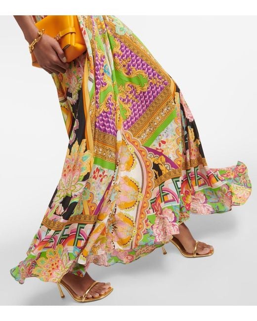 Camilla Metallic Crystal-Embellished Printed Silk Crepe De Chine Maxi Dress
