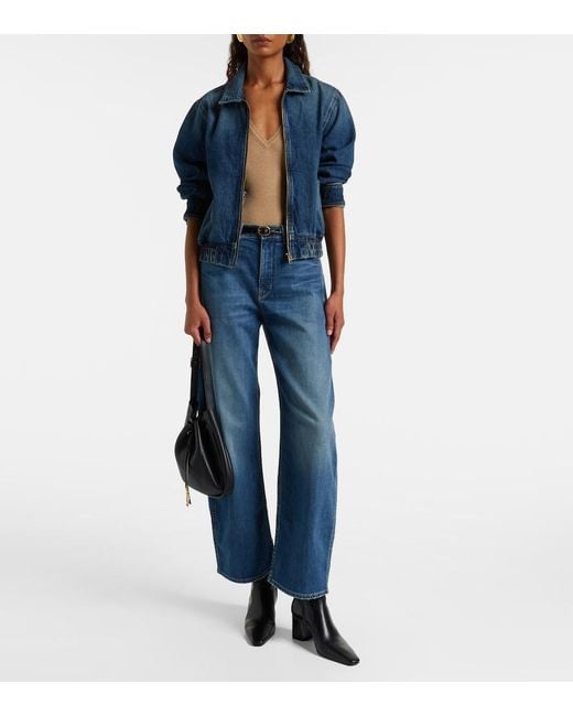 Nili Lotan Blue Tribeca Barrel-Leg Jeans