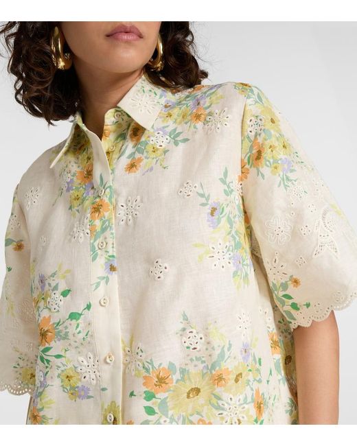 Chemise Juliette En Lin A Fleurs ALÉMAIS en coloris Metallic