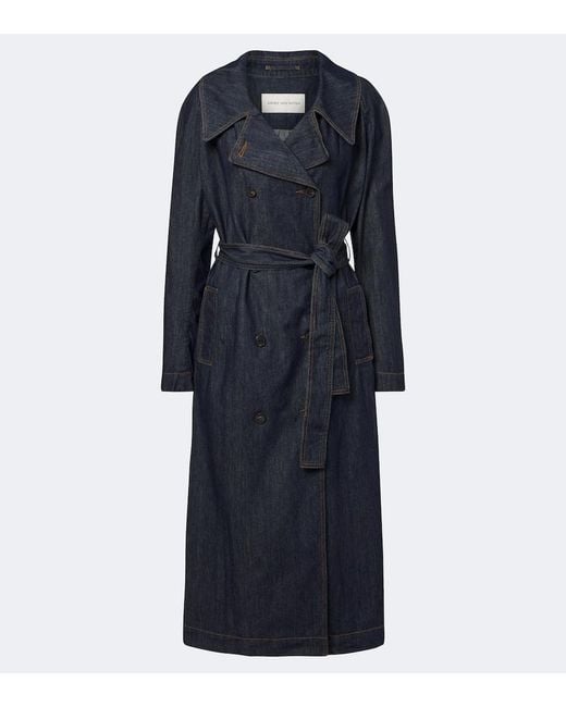 Dries Van Noten Blue Denim Trench Coat