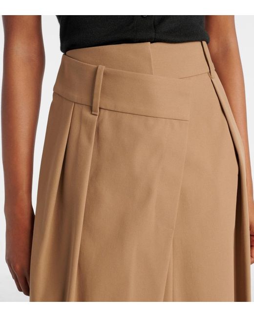 Loewe Natural Asymmetric Cotton Twill Midi Skirt