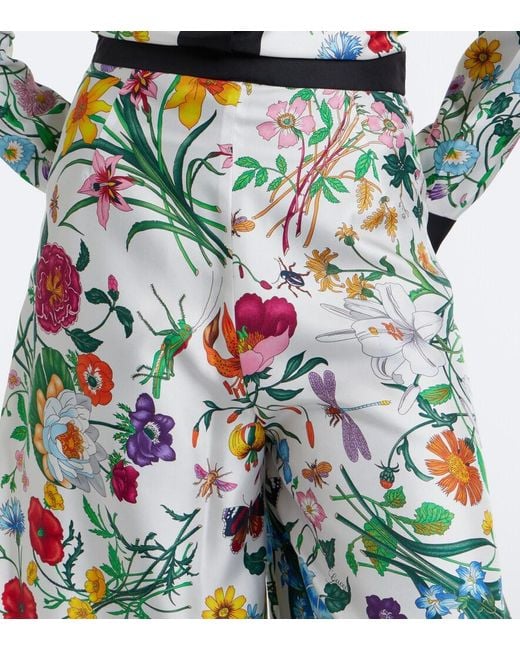 Gucci White Flora Silk Twill Culottes